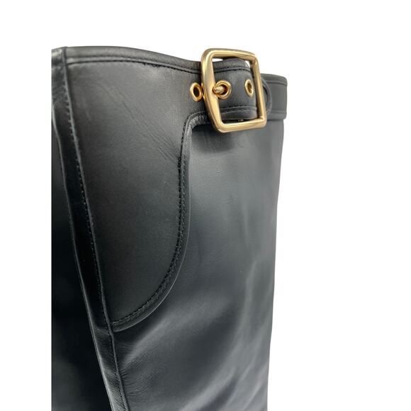 COACH WOMENS LILLI BUCKLED-STRAP TALL CLASSIC BOOT BLACK 10M (B) NEW - Picture 5 of 14